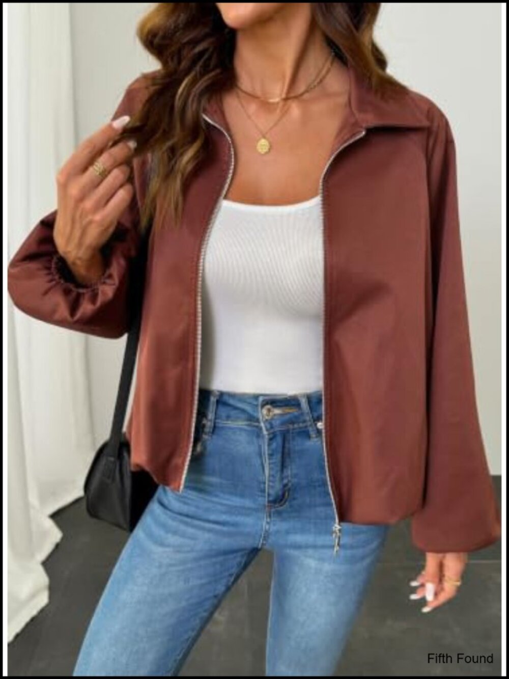 Women's Casual Long Sleeve Zipper Up Jacket Loose Fit with Pockets - Picture 2 of 6